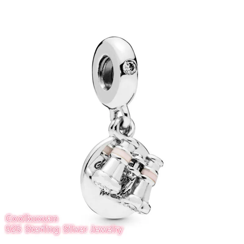 

Summer 100% 925 Sterling Silver Heart Binoculars Charm Dangle beads Fits Original Pandora bracelets Jewelry Making