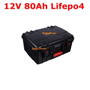 

Waterproof IP67 12v 80ah lifepo4 lithium battery with BMS USB port for navigation light solar sytem inverter +10A charger