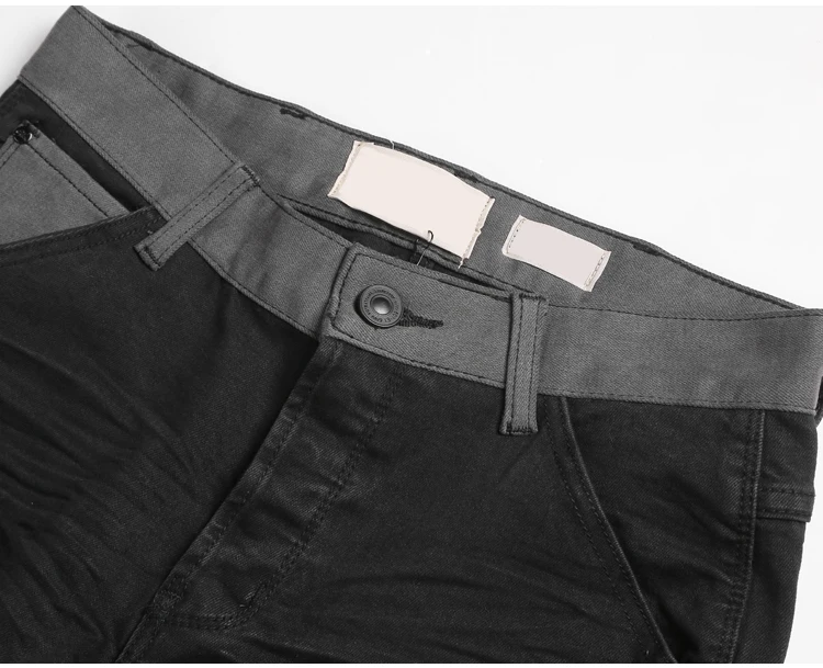 Модные облегающие мужские джинсы повседневные однотонные потертые темные брюки до колена удобные летние мужские брюки карандаш с молнией K755