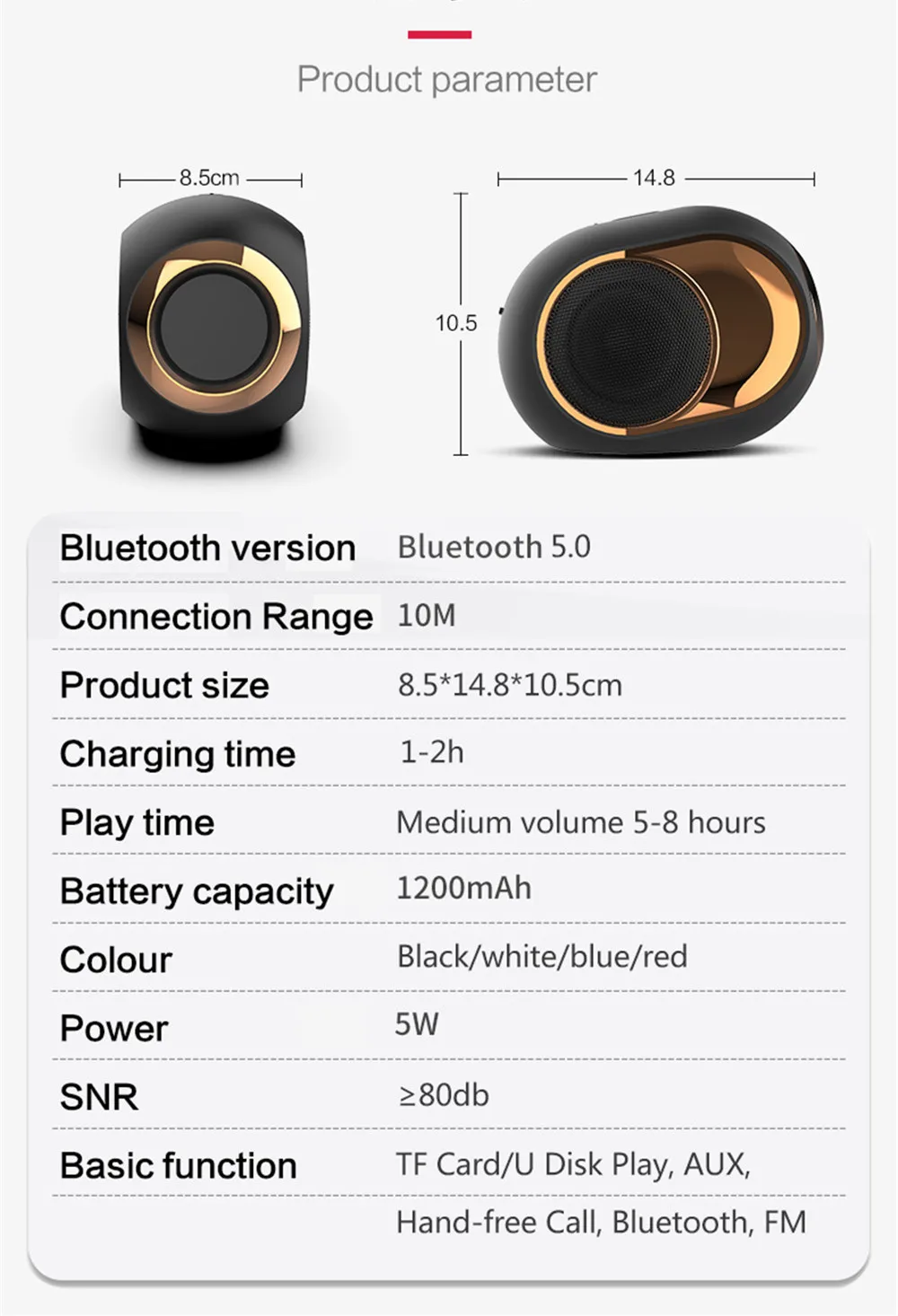 HYASIA мини беспроводной Bluetooth динамик TWS портативный ящик открытый динамик Bluetooth 5,0 сабвуфер Поддержка U диск FM радио AUX TF