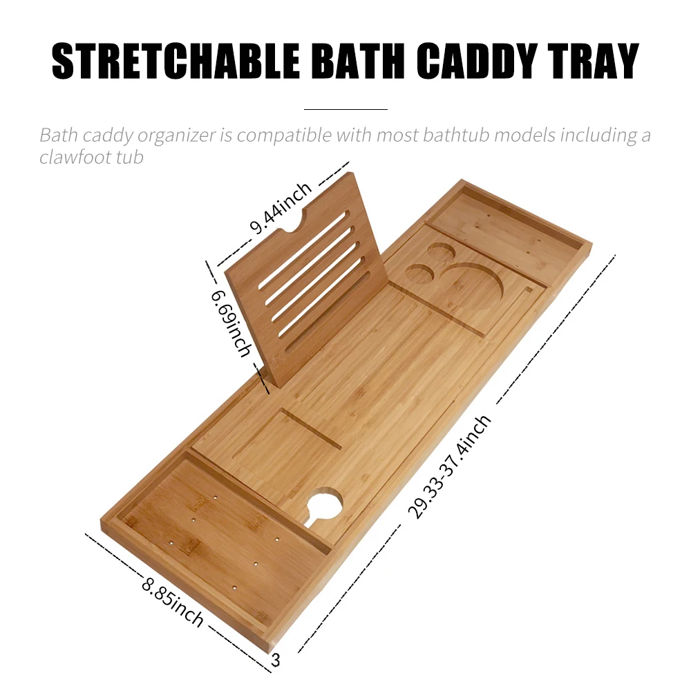 Extendable Bamboo Bathtub Tray Caddy Wooden Bath Organizer Rack Bathroom Book Wine Tablet Holder Reading Shelf Bath Tray Bathtub Trays Aliexpress