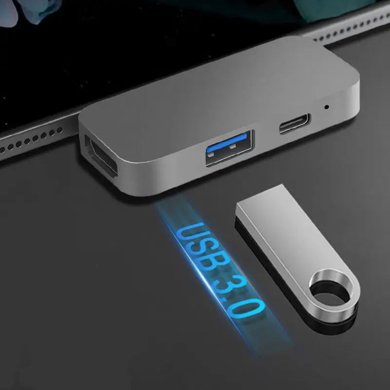 USB концентратор переходник разветвитель с TYPE C PD Зарядка 4K HDMI USB 3,0 3,5 мм наушники
