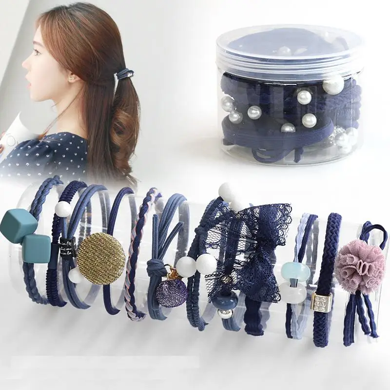25PC Pure and Fresh Sweet starry sky Series Maiden Elastic Hair Bands Ribbon Flowers Pentagram Rabbit ears Hair Clips - Цвет: A21-12PC
