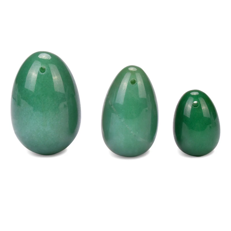 Natural Green Yoni Egg Set Jade Eggs Yoni Wand Crystal Massager Kegel Exerciser Vaginal Muscle Tightening Pelvic Massage Stone