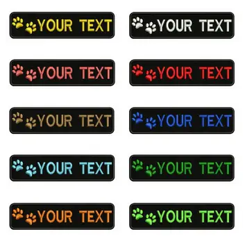 

Dog Paw Embroidery Custom Name Text Patch Stripes badge Iron On Or Sew On Or Velcro Backing Patches For Clothes Backpack Hat