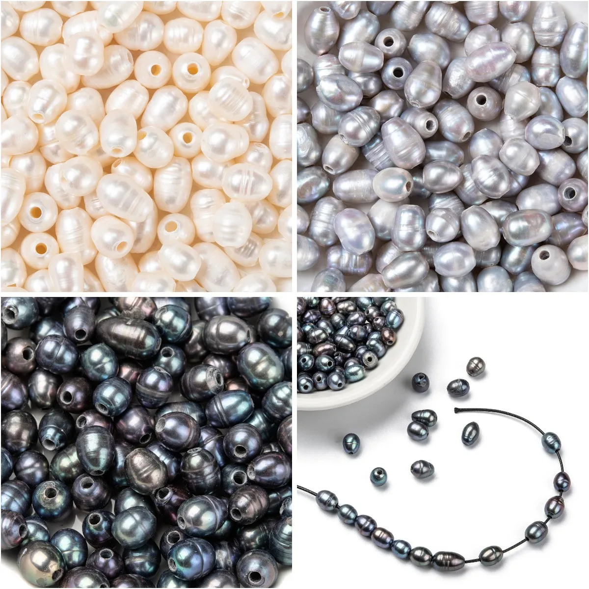 100Pcs 7-10mm Natural Cultured Freshwater Pearl Oval Large Hole Pearl Loose Beads For Bracelet Necklace DIY Craft Jewelry Making