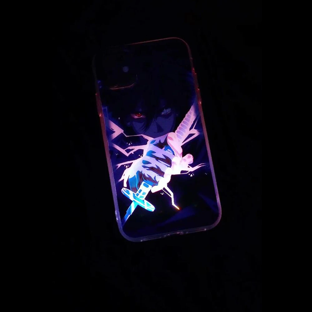 Чехол Naruto Sasuke с подсветкой для вызова iPhone 11 pro Max 8 7 Plus SE чехлы со светодиодной