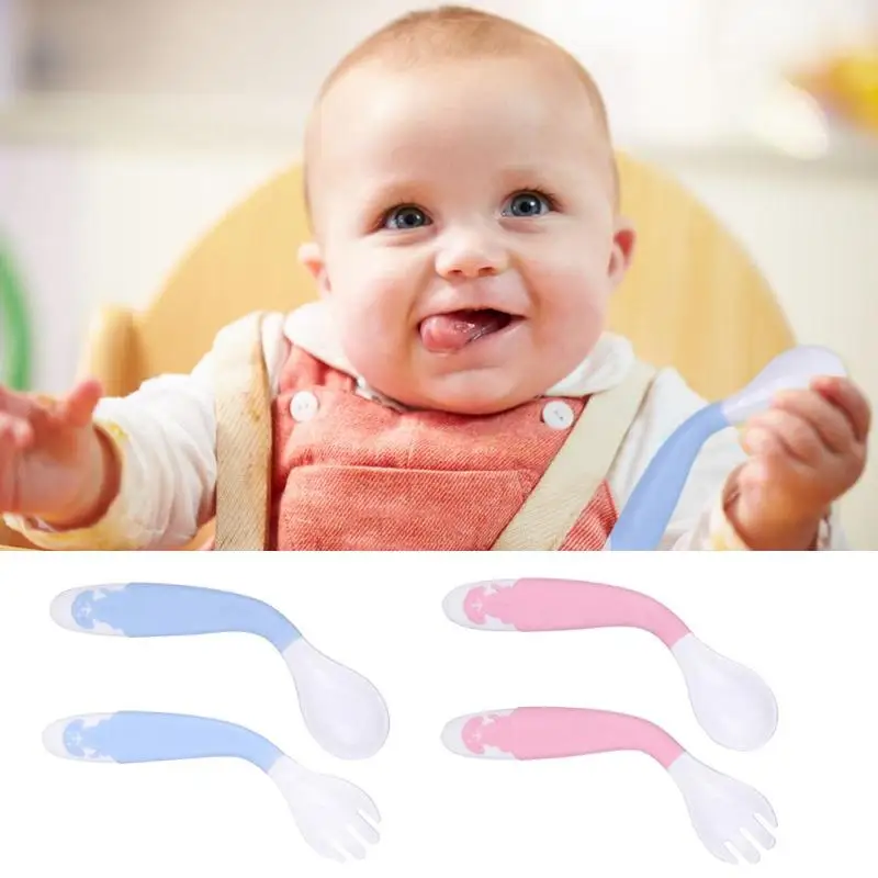 2Pcs Baby Pacifier Feeding Spoon Curved Spoon Children Tableware For Children Flatware Cutlery Spoon Infant Feeding Spoons