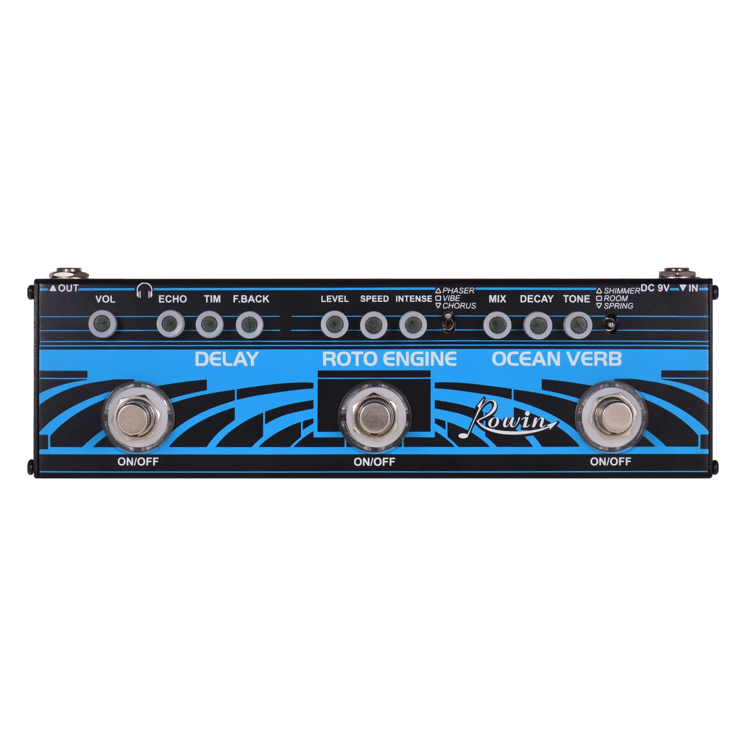Rowin DAP-3 3-в-1 гитара Мульти для создания спецэффектов задержка+ двигатель+ Океанский глагол Алюминий корпус из металлического сплава с Истинной Bypass Функция