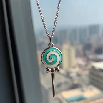 

Hot Fashion 925 Sterling Silver Romance Lollipop Pendant Necklace Women Logo 1: 1 Original Genuine Fine Jewelry Valentines Gift