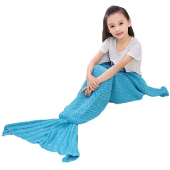 

2018 Creative Fish Tail Knit Blanket Bed Linen Sofa Handmade Crochet Mermaid Sleeping Bag Wrap Adult Kid Christmas Giftjjps CM