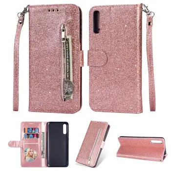 

Luxury Bling Case for Samsung A750 A70 A50 A40 A6 2018 Card Stand Flip Zipper Wallet Coque for Samsung J3 J4 J5 J6 J7 2017 Funda