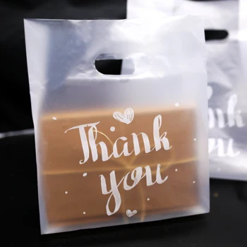 

Thank You Plastic Gift Bag Cloth Storage Shopping Bag with Handle Party Wedding Plastic Candy Cake Wrapping Bags 20pcs/lot