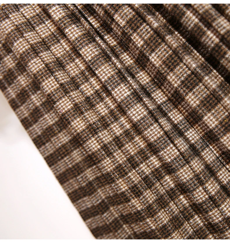 Plus Size 3XL Autumn Winter Women Wool Skirts Plaid Mid Skirts 2019 Casual Loose Ladies Office Skirts Elastic Waist Sashes (4)