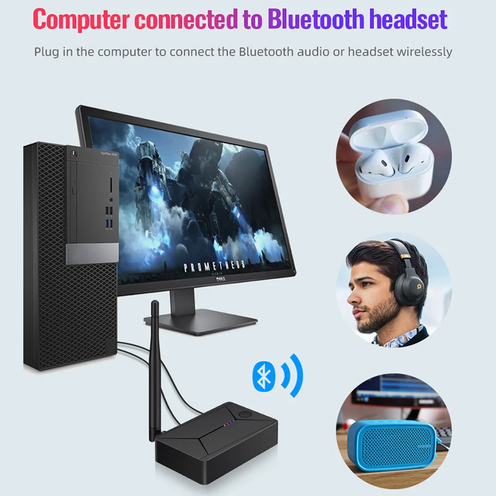 VAORLO Low Latency Coaxial Transmitter Wireless Audio Adaptor For Headphone TV Bluetooth 5 0 Adapter With 3 5 Optical Fiber Jack
