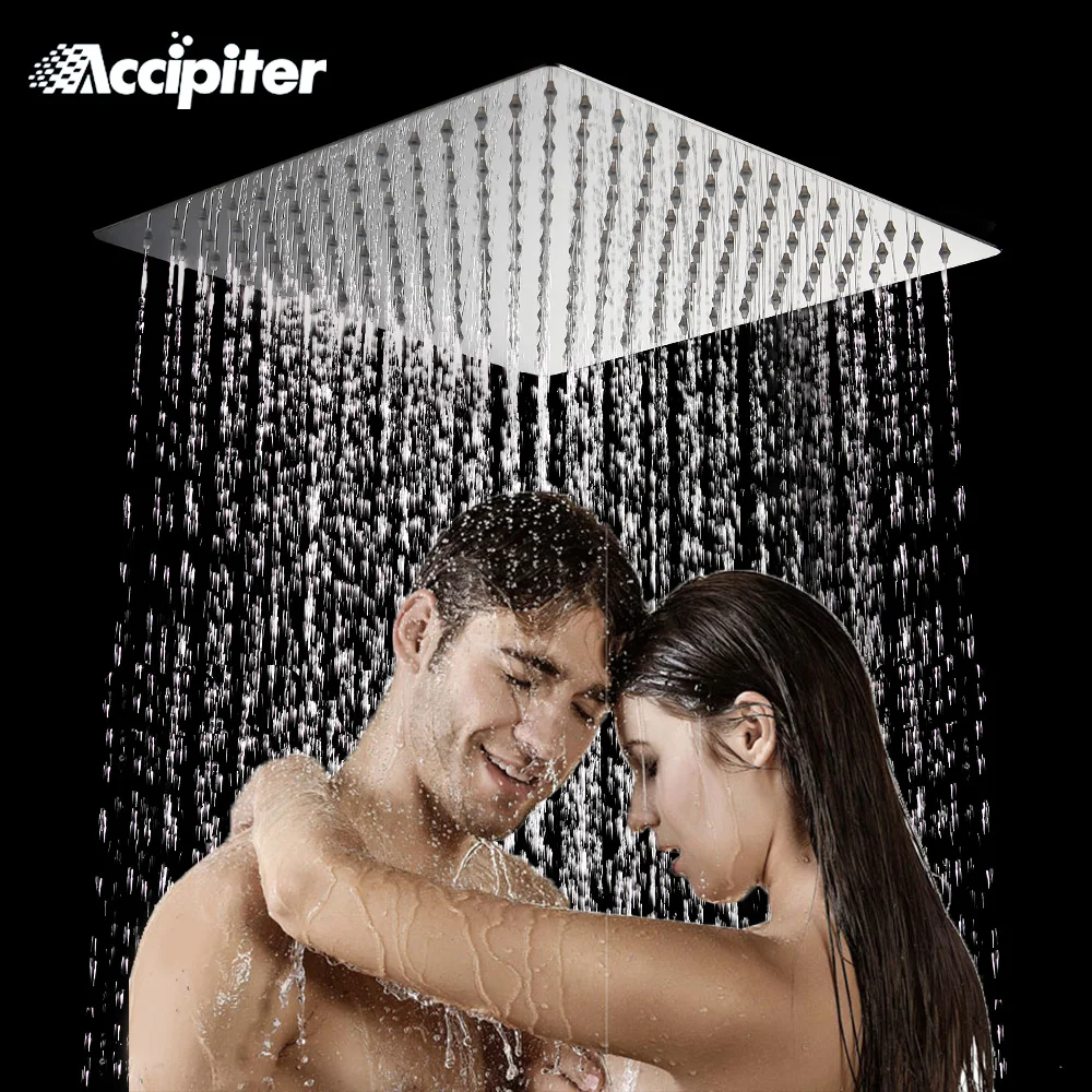 NEWRAIN Led 12 Inch Shower Head with 15 Inch Extension Arm,Black Large Square Rain Shower Head 304 Stainless Steel,Temperature Control Shower 3 Colour Changing Water Flow Powered 