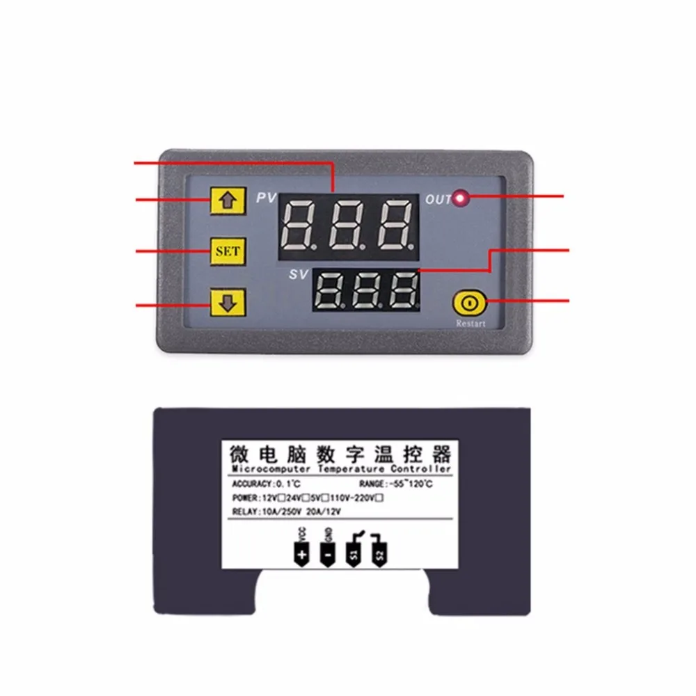 W3230 контроллер температуры термостат двойной светодиодный цифровой регулятор температуры детектор измеритель температуры тепловой
