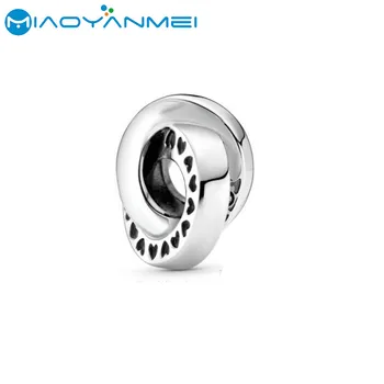 

School Gift 2020 Autumn 925 Sterling Silver Beads Winding Double Loop Charm Fit Original Pandora Bracelets Women DIY Jewelry
