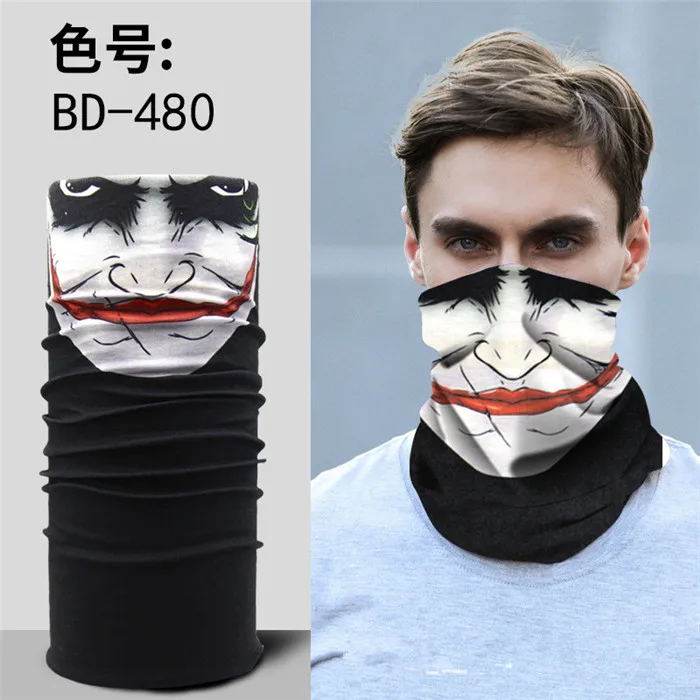 BD480 Scarf Мужской шарф, бандана для езды на Хэллоуин, женский платок, лыжная маска с черепом, маска на половину лица, шарф-призрак, шарф на шею, шарфы для походов, волшебный шарф, Вечерние Маски - Цвет: BD480 Scarf