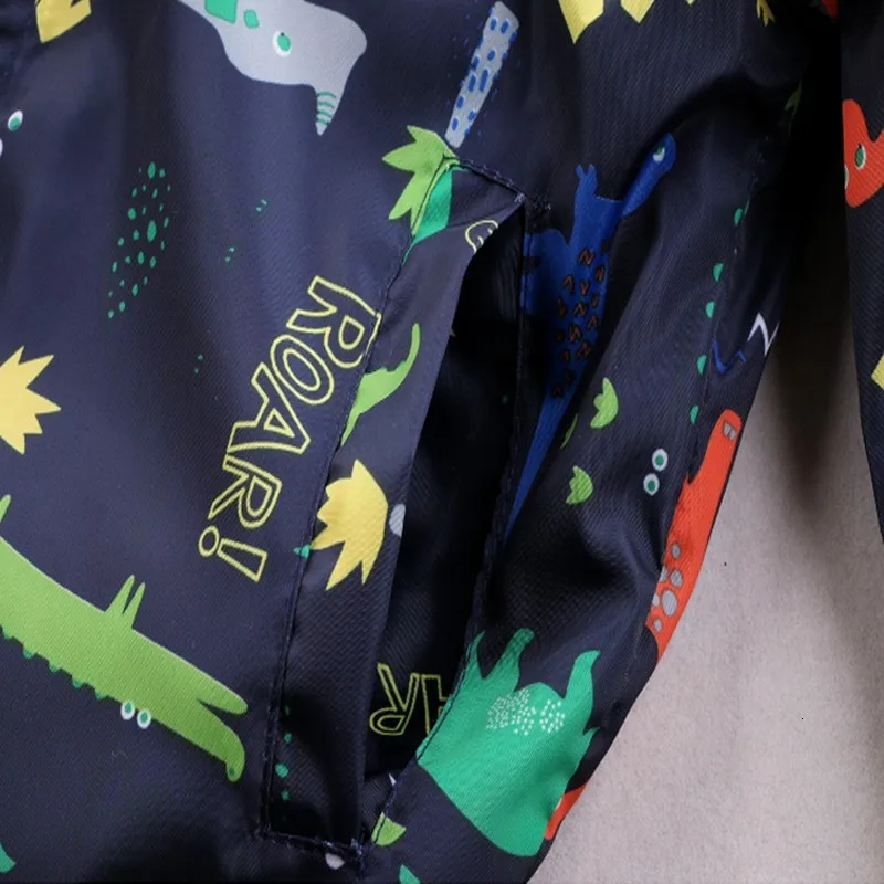CROAL CHERIE 80-130cm O-Neck Kids Boys Jacket Navy Green 2018 Spring Dinosaur Printing Children Clothes Girls Coat Outerwear (5)