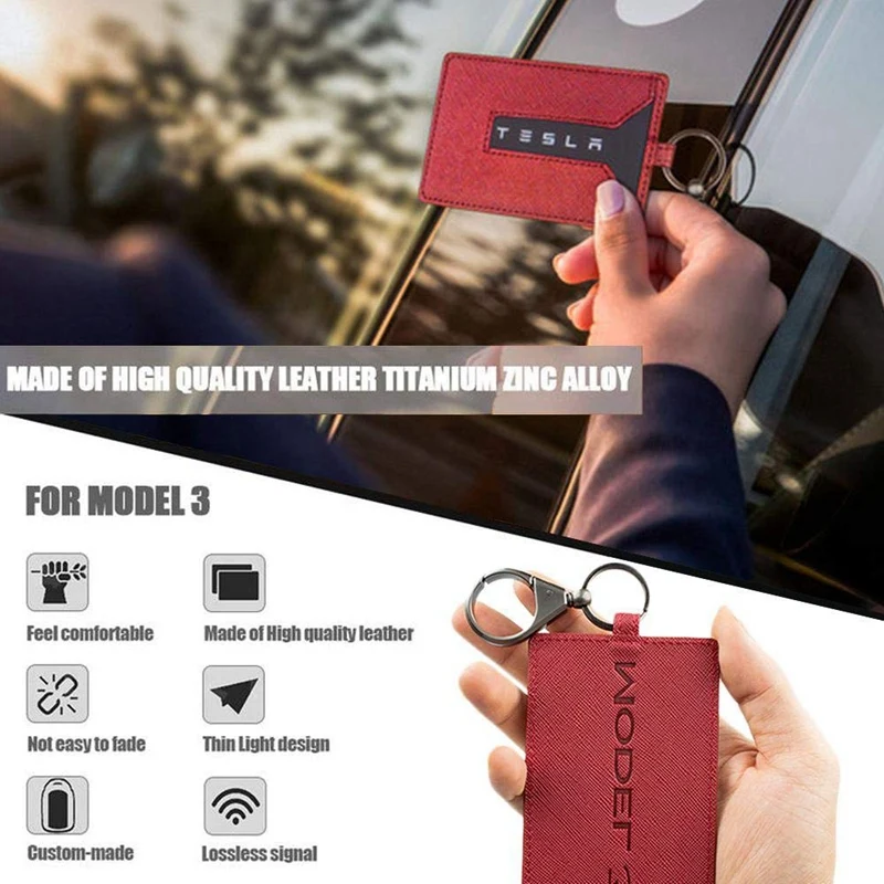 

Key Card Holder For Tesla Model 3, Anti-Dust Light Leather With Keychain For Tesla Model 3 Accessories