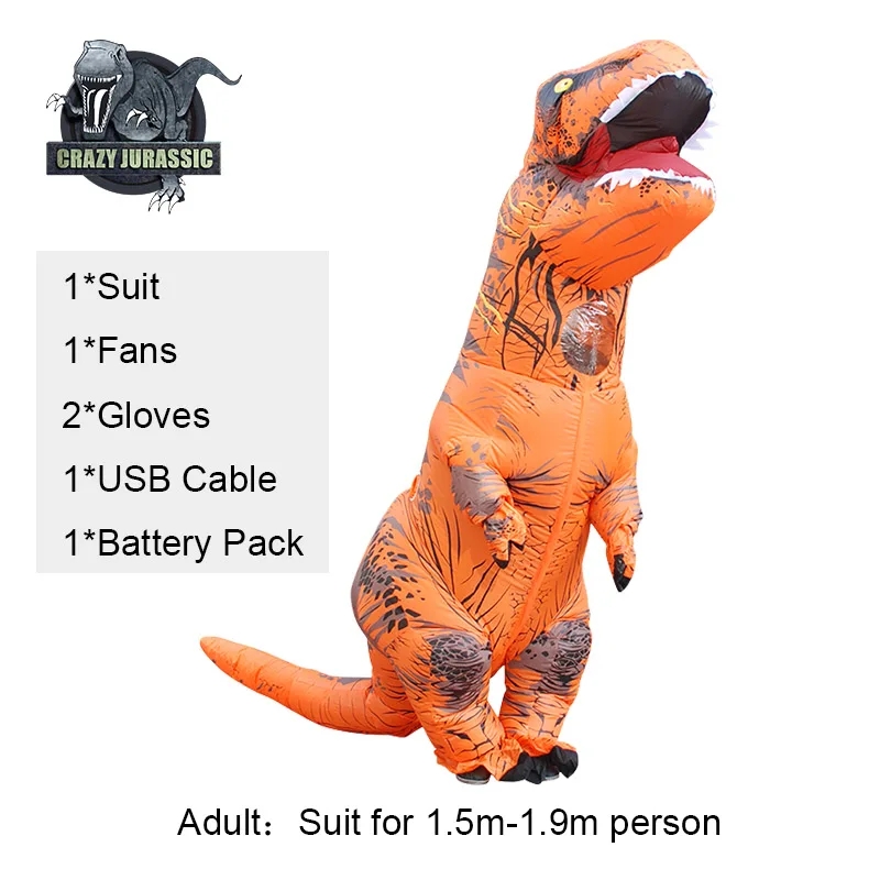 Adult Orange Надувной костюм динозавра для взрослых, T-REX, карнавальный костюм динозавра, костюм на Хэллоуин для мужчин и женщин, вечерние костюмы - Цвет: Adult Orange
