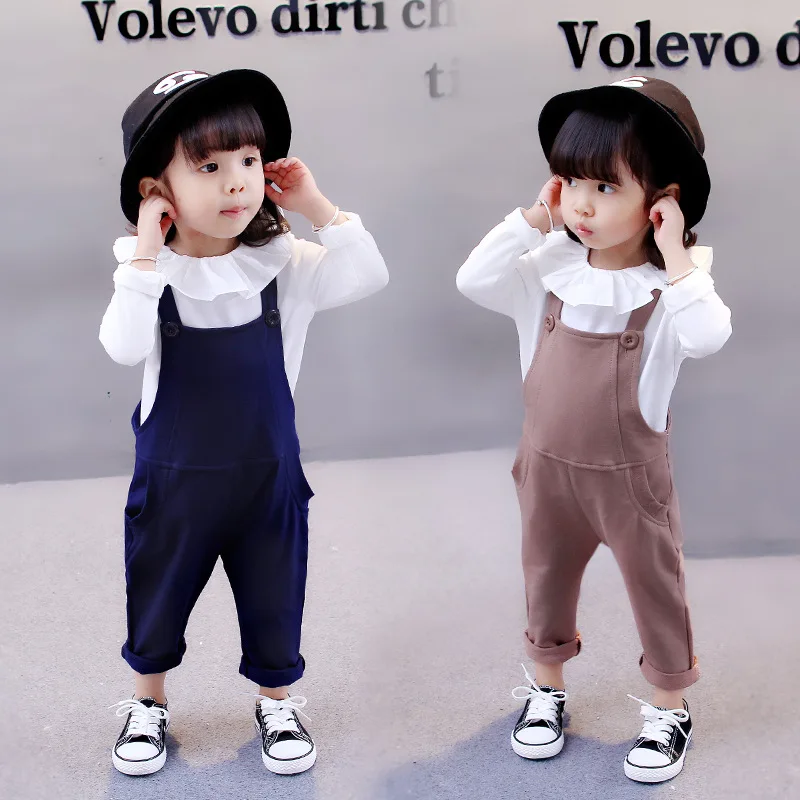

Girls Spring Suspender Pants Set 2018 New Style Spring And Autumn Small CHILDREN'S Two-Piece Set