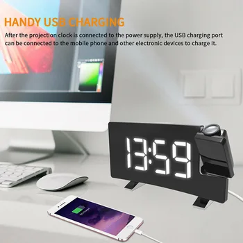 

FM Radio Projection Smart Mini LED Digital Alarm Clock For Bedroom Kids Table Projector Watch With Snooze Function Wake Up Light
