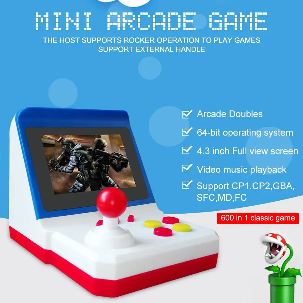 Ретро мини аркадная Красная белая ручная Рокерская игровая консоль 600 игра Ретро аркадная 8 бит восстановление древних способов мини аркадная Пальма м