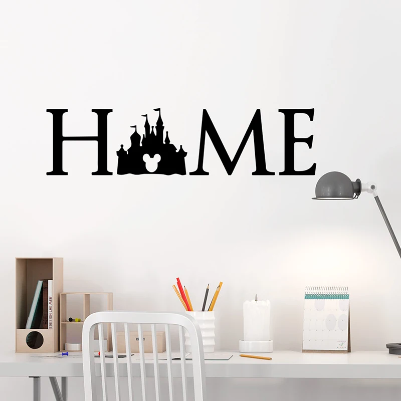 Disney Mickey Castle Silhouette Home Vinyl Wall Stickers For Home Decor Nursery Kids Room Decoration Mural Wall Art DIY Decals