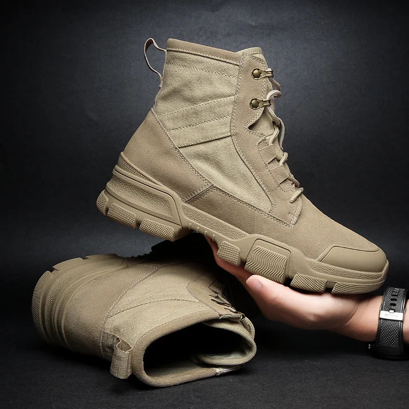 

Winter Men Boots With Fur Army Military Men Boot Brown Men Working Safety Boots Big Size Men Tactical Boots Rubber Desert Boot