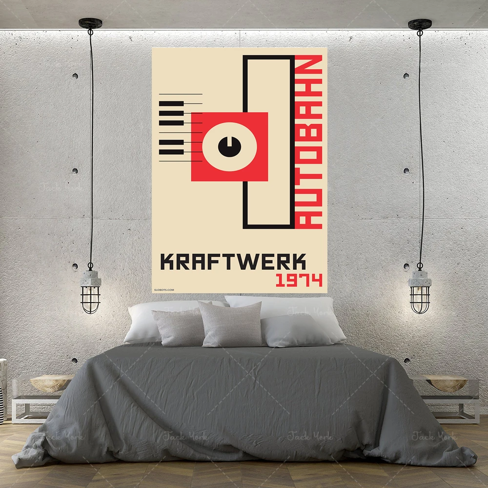 Kraftwerk Autobahn Minimal Bauhaus Art Electronic Illustration Synthesizer Print Alternative Minimalist Design S - Painting & Calligraphy - AliExpress