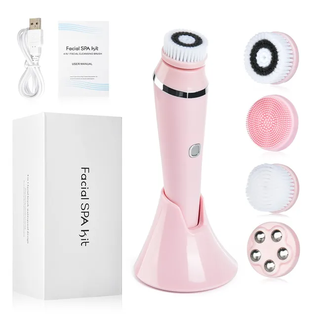 4 in 1 Electric Rotating Facial Cleansing Brush Pore Deep Cleaning Dead Skin Exfoliating Brush Pink White Green Skin Care Tools 1
