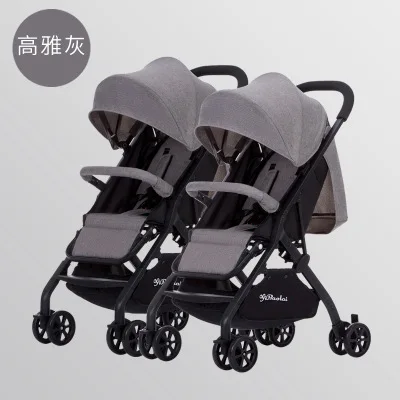 2 In1 Twins Baby Stroller Can Be Split Can Sit on A Reclining Double Stroller Baby Twins Trolly Four Wheel Baby Carriage - Цвет: E