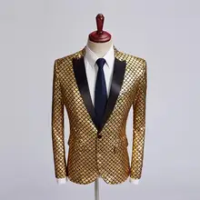 Новинка, мужской костюм с золотыми рыбками, бронзовая, блейзер, лазерный, для банкета, сцены, DJ, хип-хоп, певец, поп куртка, топы, костюм для выступлений, пальто