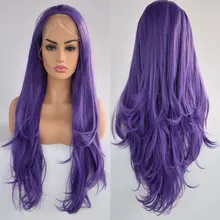 Bombshell Лаванда Фиолетовый Натуральный волнистый синтетический 13*3 парик фронта шнурка термостойкие волокна волос натуральный волос для женщин парики