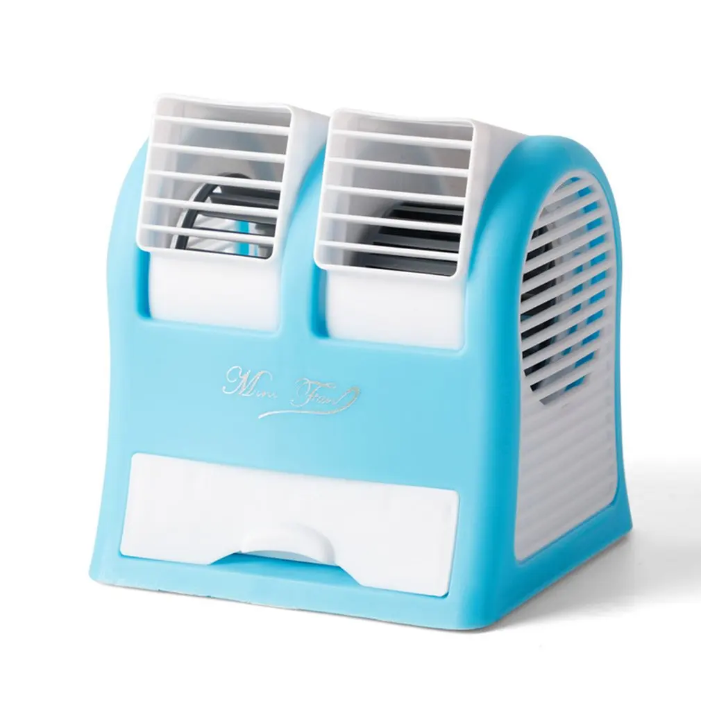 

Usb Small Fan Mini Fan Battery Perfume Air Conditioner Leafless Fan Double Port Small Fan Convenient Portable Small Fan