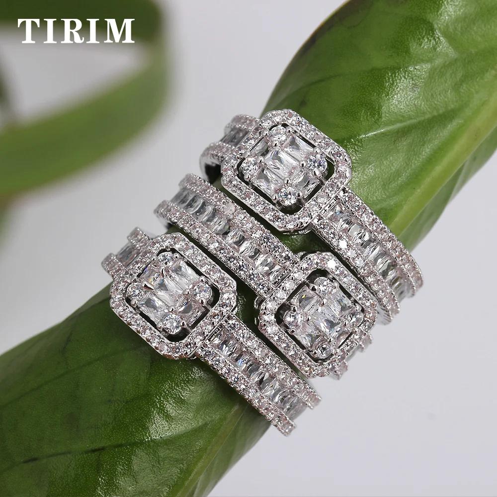 TIRIM, Роскошные благородные женские кольца, багет, циркон, линия формы, новые элементы, для девушек, вечерние, для свадьбы и помолвки, ювелирные изделия