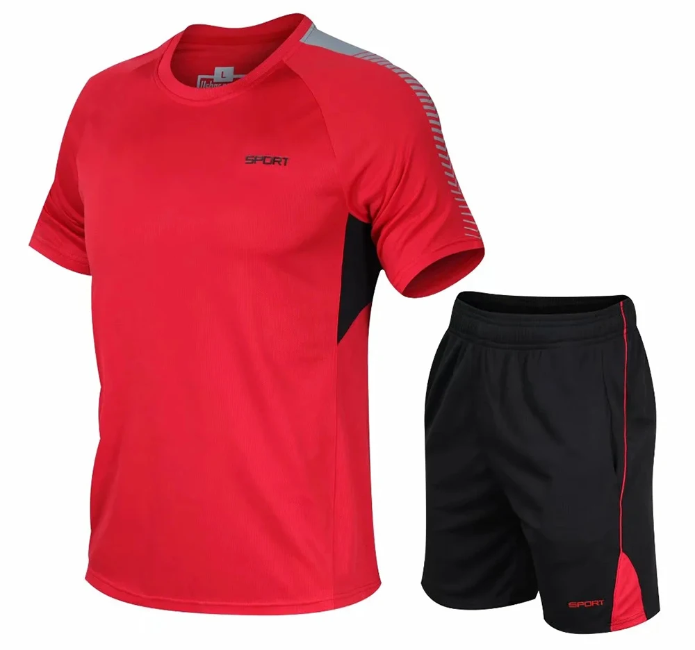 Men Women and Kids Sportswear Running shirts+shorts Sport Suits Quick Dry Track field Running Jogging Sport Wear Men's Tracksuit