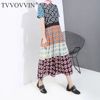 

T Europe Print Pattern Dress Fashiom Mew Pullover Small Fresh Casual 2020 Spring Summer Elegant Casual Style Loose Dress BD2M