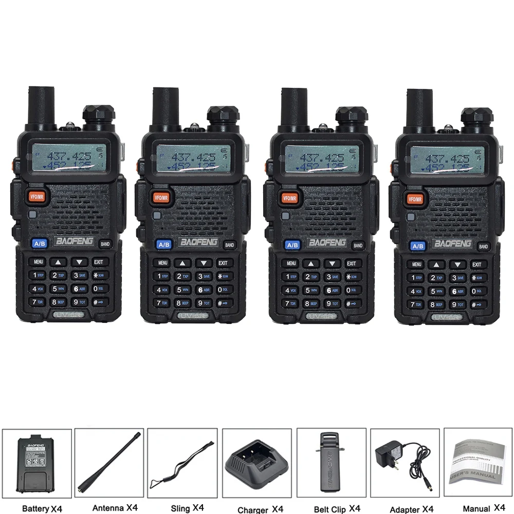 4 шт. 8 Вт Baofeng UV-5R рация VHF UHF136-174Mhz& 400-520 МГц Двухдиапазонная двухсторонняя рация Baofeng uv 5r рация uv5r - Цвет: UV5R