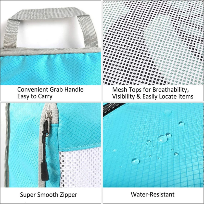 4PCS Dampproof Bag Foldable Clothes Finishing Bag For Travel Compressible Waterproof Storage Bag With Handle Luggage Organizer