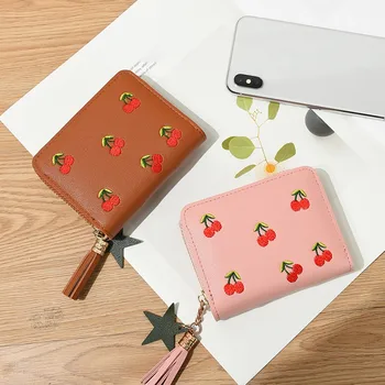 

Women’s Outdoor Fashion Trend Solid Color Fringed Leather Card Wallet Bag Bags coin purse mini кошелек женский женский кошелек