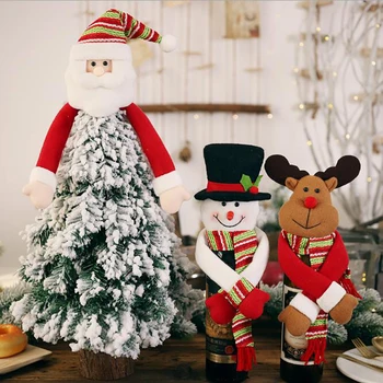 

Merry Christmas Wine Bottle Covers Holiday Cover Set Christmas Party Festival Dinner Table Decorations 2020 New