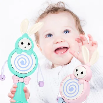 

Baby Early Educational Toy Cute Cartoon Rabbit Handheld Rattle Shaker Stick Teether Musical Toy for 0-1 Year Old Baby Rattle Toy