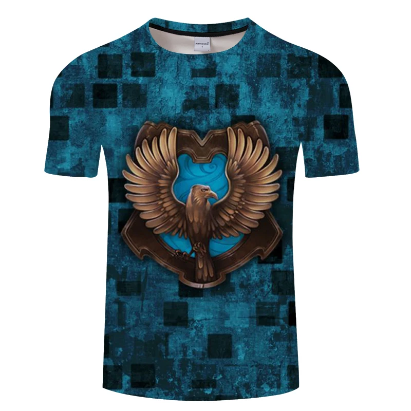 Бренд 3D Ravenclaw фильм печатных футболка мужская короткий рукав Футболка Мужская