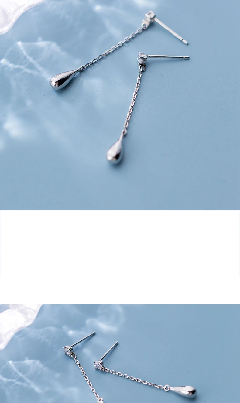 MloveAcc твердые 925 пробы серебряные минималистичные модные Подвесные серьги Элегантные капли воды серьги для женщин девушек ювелирные изделия G