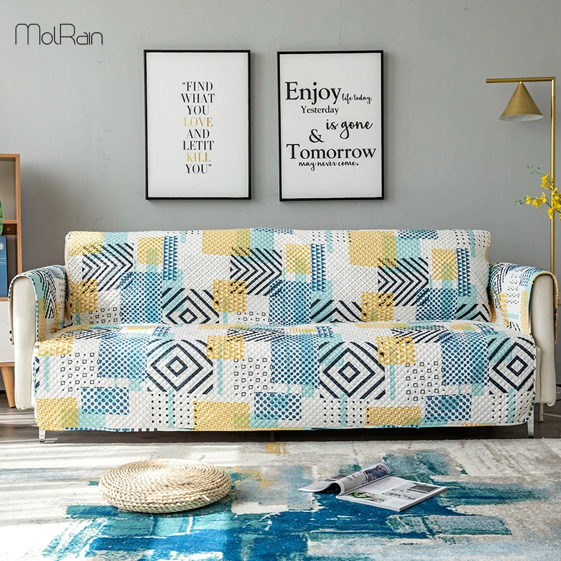 

Cotton Twill Printed Sofa Cover for Living Room Universal Sofa Cushion Cover Geometric Pattern Anti-slip Slipcovers Wholesale
