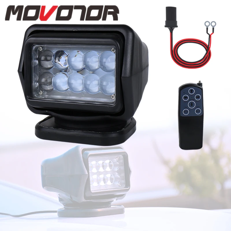

Magnet Base 360 Degree Rotating Remote Control 12 to 24V 50W LED Search Light for Car Boat Jeep 4x4 Truck with Cord Connect Wire