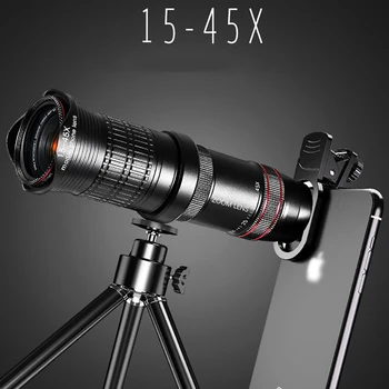 

15-45X HD Zoom Lens for Smartphone Super Monocular Telescope Smartphone Telephoto Mobile Cell Phone Lenses for Iphone 8 Samsung